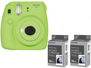 fujifilm mini 9 lime green with 2 monochrome film ( 20 shots ) instant camera(green)