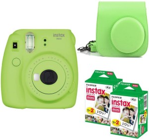 fujifilm mini 9 lime green with case and 40 shots instant camera(green)
