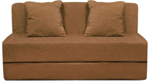 Style Crome Two Seater Sofa Cum Bed with Two Cushion- Perfect for Guests - Beige Single Sofa Bed