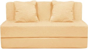Style Crome Sofa Cum Bed Two Seater with Two Cushions- Perfect for Guests - Cream Color Single Sofa Bed