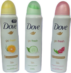 DOVE LEMON CUCUMBER AND POMEGRANATE PACK 3 Deodorant Spray For