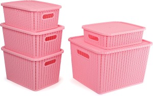 OYHOMO 1pc Girl Pink Storage Basket Fabric Laundry Basket