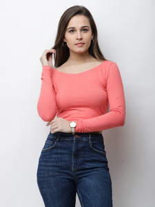 Cation Casual Full Sleeve Solid Women's Orange Top