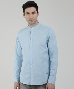 John Players Men's Solid Casual Light Blue Shirt