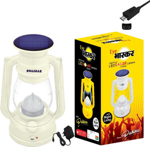 Eye Bhaskar Hi-Bright LED With Night Lamp Rechargeable Solar Laltern White Plastic Table Lantern