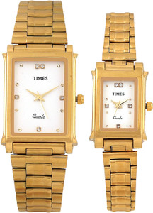 Times Rectangle Gold Color Band Couple Watch Pair Watch Gift Watch Set Analog Watch For Couple Buy Times Rectangle Gold Color Band Couple Watch Pair Watch Gift Watch Set Analog