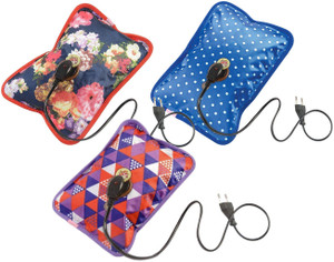 Ketsaal Famliy Pack of 3 Electric Rechargeable Heating Pad Hot Bottle Pouch (Multicolour & Multi Design) Rechargable 1 L Hot Water Bag