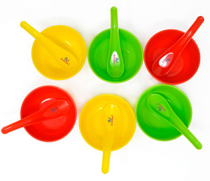 Sarthak Uphaar Plastic Microwave Safe Soup Bowl Set of 12 Pieces (6 Bowl, 6 Spoon) Plastic Bowl Set