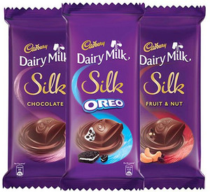 Cadbury Dairy Milk Silk Large Chocolates Combo, (2XSilk Plain 150g, 2XSilk Oreo 130g & 2XSilk Fruit & Nut 137g) Bars