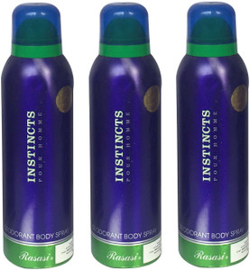 RASASI Instincts Pour Homme Pack of 3 Deodorant Spray For Men