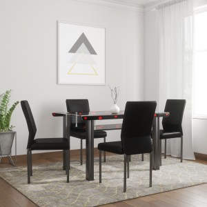 woodness tampa metal 4 seater dining set(finish color - black)