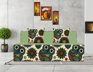 Style Crome Printed Sofa Cums Bed 5x6 Feet Three Seater With Two Cushion- Perfect for Guests Single Sofa Bed