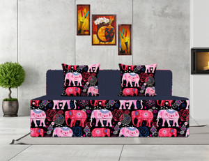 Style Crome 6x6 Feet Three Seater Printed Sofa Cums Bed With Two Cushion-Perfect for Guests Single Sofa Bed
