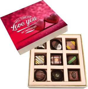 Chocholik Valentines Day Gift Box - Stick with Me, Valentine Belgium Chocolate Box - 9pc Truffles