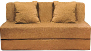 Aart Store Sofa Cum Bed 5x6 Feet Three Seater with Washable Cover and Two Pillows Golden Color Single Sofa Bed