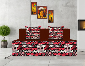 Style Crome Printed Sofa Cums Bed 5x6 Feet Three Seater With Two Cushion- Perfect for Guests Single Sofa Bed