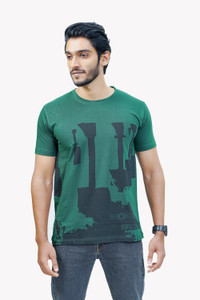ven vex Graphic Print Men Round Neck Reversible Green T Shirt