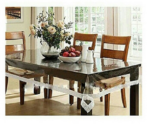 Transparent dining table sales cover 6 seater