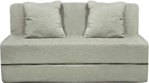 Aart Store Sofa Cum Bed 4x6 Feet Two Seater with Washable Cover and Two Pillows Silver Color Single Sofa Bed
