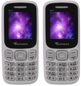 Mymax M32 Combo of Two Mobiles(White, Blue)