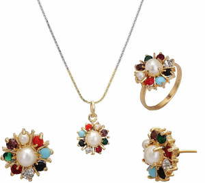 Navratna pendant discount set in gold
