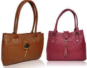 Buy AZED Collections Women Tan Maroon Shoulder Bag Tan Maroon