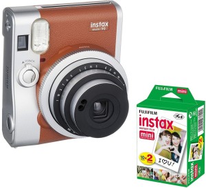 fujifilm instax mini 90 neo classic camera with instax mini film 20 sheets instant camera(brown)