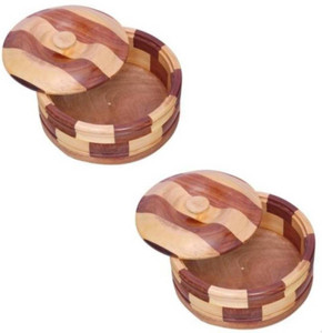 MartCrown Wooden chapati box casserole Pack of 2 Serve Casserole