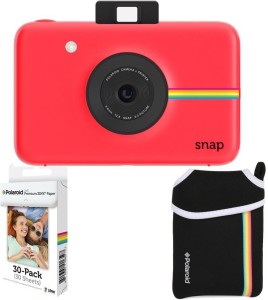 polaroid snap instant camera red with 2x3 zink paper (30 pack) neoprene pouch instant camera(red)