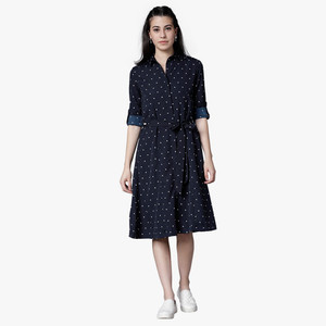 tokyo talkies women shirt blue dress TTJ6001981 NAVY BLUE/WHITE