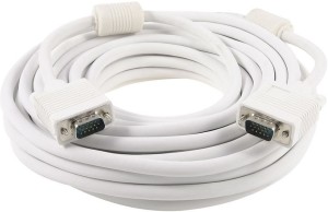 RIVER FOX 3 Meter 15 Pin Male To Male VGA Cable/Cord for Computer Monitors WHITE 3 m VGA Cable(Compatible with HD DISPLAY, White, One Cable)