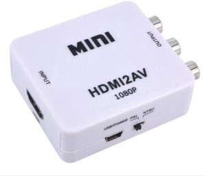 GIPTIP  TV-out Cable MINI HDMI2AV UP Scaler 1080P HD Video Converter Media Streaming Device(White, For TV)