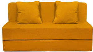 Aart Store Sofa Cum Bed 4x6 Feet Two Seater with Washable Cover and Two Pillows Yellow Color Single Sofa Bed