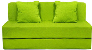 Aart Store Sofa Cum Bed 4x6 Feet Two Seater with Washable Cover and Two Pillows Green Color Single Sofa Bed