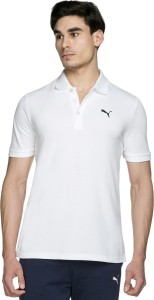 Puma Solid Men Polo Neck White T-Shirt
