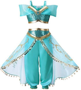 fancydresswali Girls Blue Princess Dress Up Costume Jasmine Kids