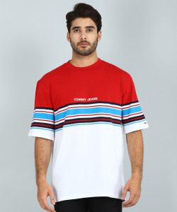 TOMMY HILFIGER Striped Men Round Neck Red White T Shirt Buy