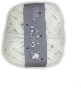crochela White Cotton-Polyester Tshirt Yarn for Crochet/Knitting