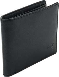 Puma men black genuine leather wallet top