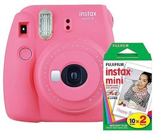 fujifilm instax mini 9 flamingo pink with 20 shots film instant camera(pink)