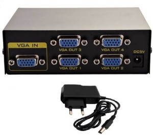 GIPTIP  TV-out Cable High Quality 4 Port VGA Video Splitter - 200Mhz upto Distance 30M(Black, For TV)