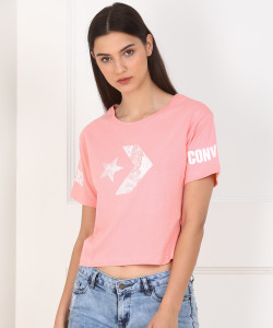 Converse Printed Women Round Neck Pink T Shirt Buy Converse