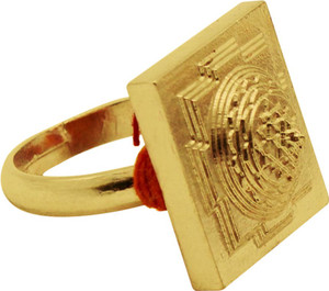Dynamo Meru Shree Yantra Ring for Men and Women Brass Gold Plated