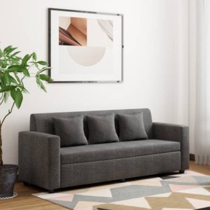 bharat lifestyle lexus fabric 3 seater  sofa(finish color - dark grey)