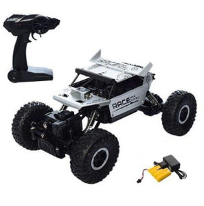 IndusBay 1 18 RC Mountain Cars Monster Truck 4WD Rechargeable Die Cast Off Road Rally Remote Control Rock Crawler Car Silver 1 18 RC Mountain Cars Monster Truck 4WD Rechargeable Die Cast