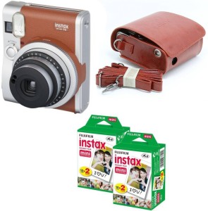 fujifilm mini 90 brown with brown flat case & 40 shots instant camera(brown)