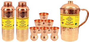 IndianArtVilla Set of 1 Jug with 2 Bottle & 6 Glass Water Jug Set