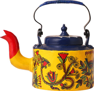 iMithila Madhubani Folk Art Designer Handpainted Tea/Coffee Kettle in Mithila Style with beautiful Flowers Kettle Jug