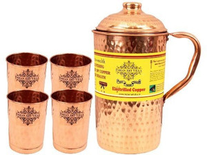 IndianArtVilla Set of 1 jug with 4 Glass Water Jug Set