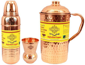 IndianArtVilla Set of 1 Jug with 1 Bottle & 1 Glass Water Jug Set